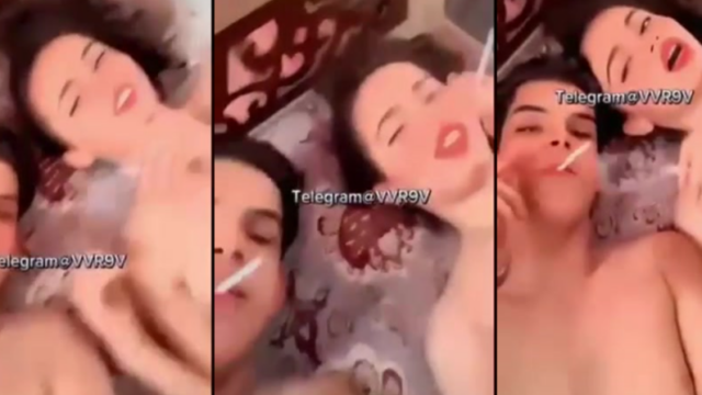 شرموطه مغربيه عشرينيه فاجره عشيقها بيصورها ملط وهى فى حضنه مولعين سيجارتين